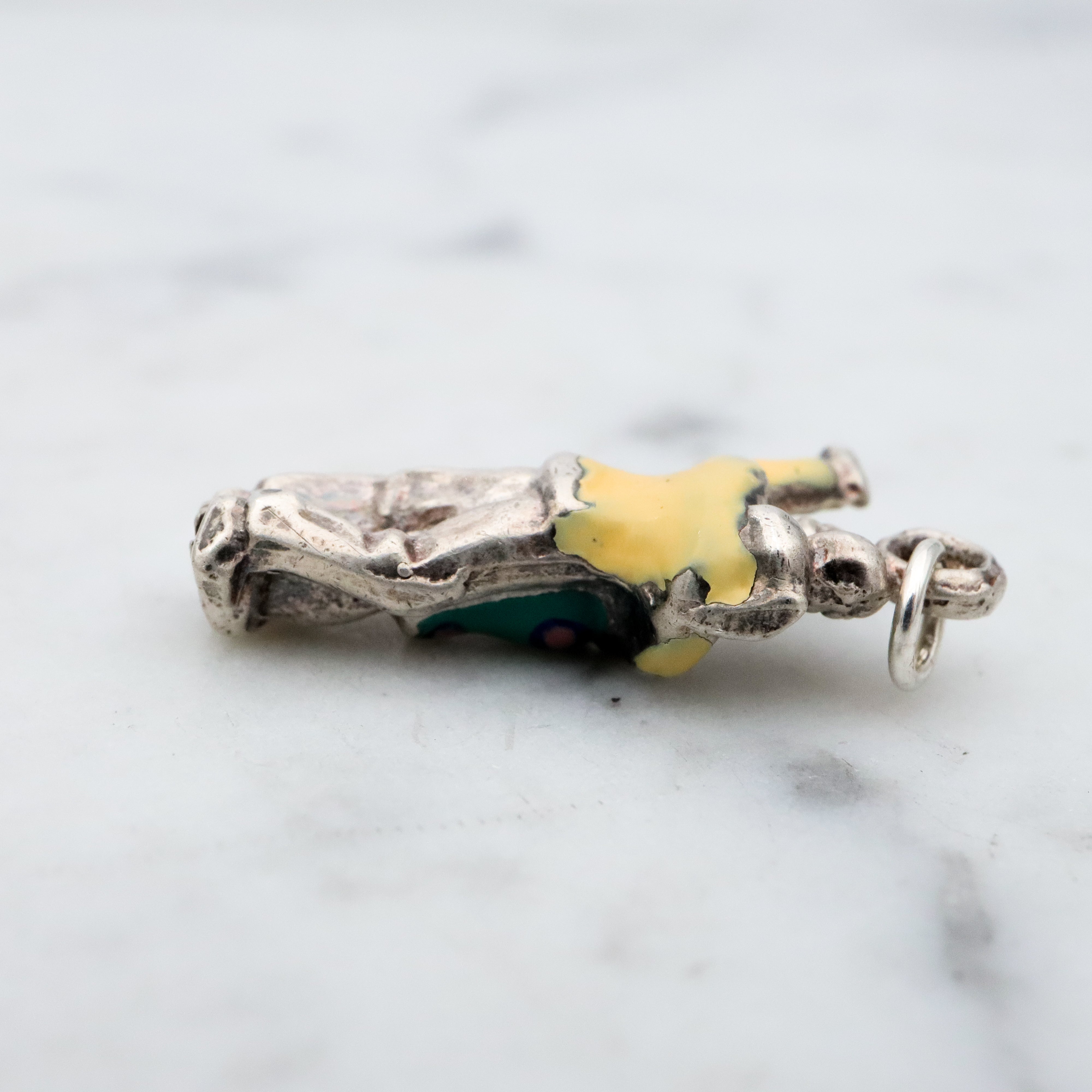 vintage sterling enamel dancing couple charm pendant